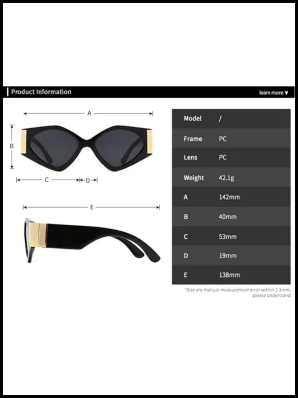 Cat Eye Sunglasses for Women UV400 Protection Rectangle Punk Vintage Shades